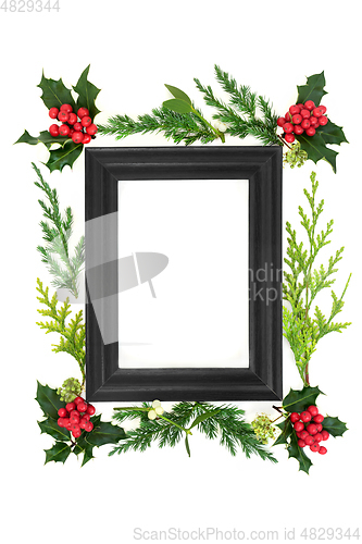 Image of Wooden Frame with Traditional English Greenery 