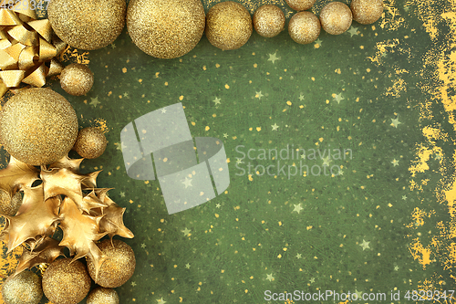 Image of Abstract Christmas Background with Gold Baubles