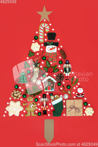 Image of Christmas Composition with Abstract Tree Shape  