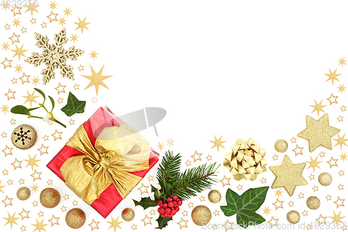 Image of Decorative Christmas Composition with Gift Box