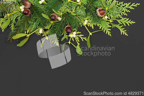 Image of Natural Winter Solstice Greenery Background