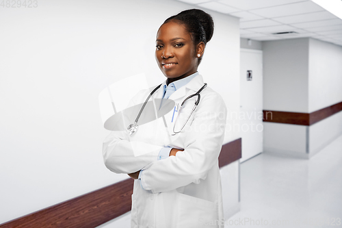 Image of african american female doctor with stethoscope