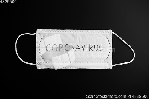 Image of face protective medical mask with coronavirus