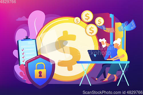 Image of Elderly financial security concept vector illustration