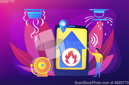 Image of Fire alarm system concept vector illustration.