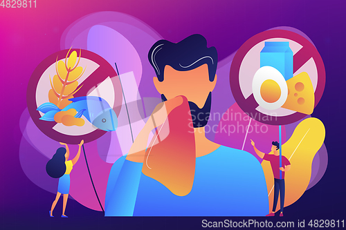 Image of Food allergy concept vector illustration.