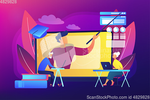 Image of Online learning for seniors concept vector illustration