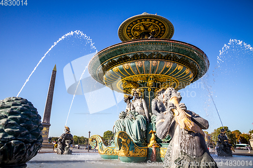 Image of Fountain of the Seas and Louxor Obelisk, Concorde Square, Paris