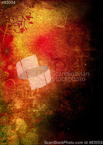 Image of grunge floral golden