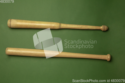 Image of Sport equipment isolated on green studio background