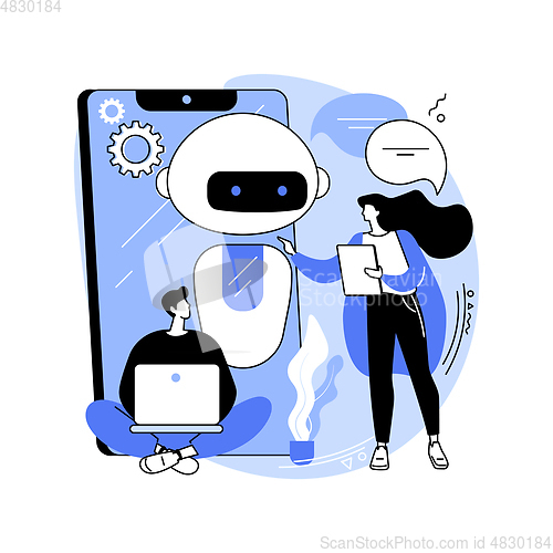 Image of Chatbot app development abstract concept vector illustration.