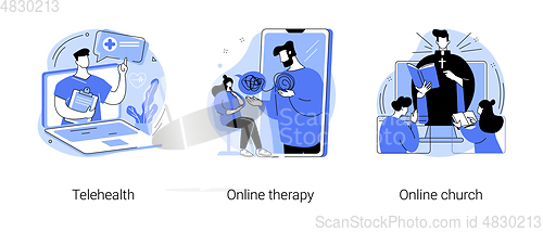 Image of Digital counseling and mental help abstract concept vector illustrations.