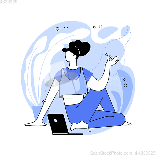 Image of Home yoga abstract concept vector illustration.