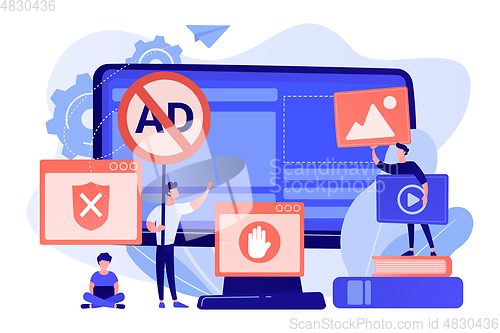 Image of Ad blocking software concept vector illustration.