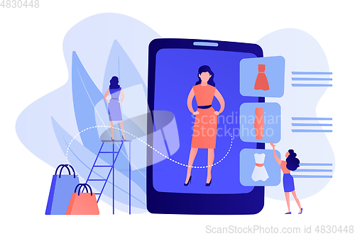 Image of Virtual fitting room concept vector illustration.