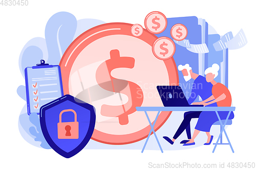 Image of Elderly financial security concept vector illustration