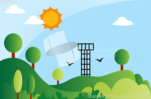 Image of Solar energy as a renewable energy source illustration vector on