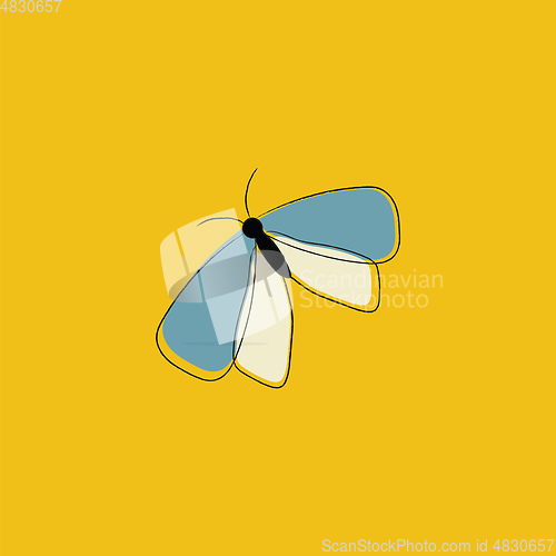 Image of Portrait of a butterfly over yellow background vector or color i