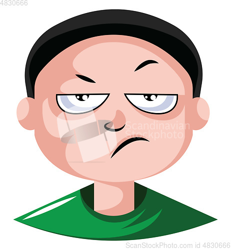 Image of Male in a green top is very jealous illustration vector on white