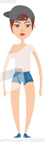 Image of Girl with grey cap illustration vector on white background