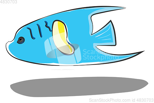Image of Drawing of a blue fish over white background vector or color ill