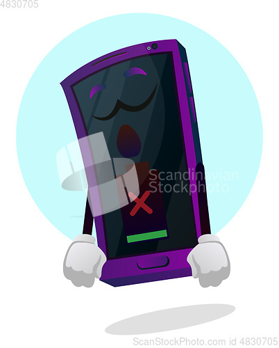 Image of Mobile emoji low battery illustration vector on white background