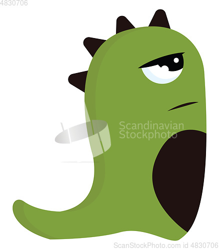 Image of An ugly green monster with brown horns vector or color illustrat
