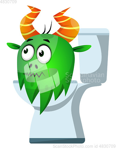 Image of Monster on toilet seat, illustration, vector on white background