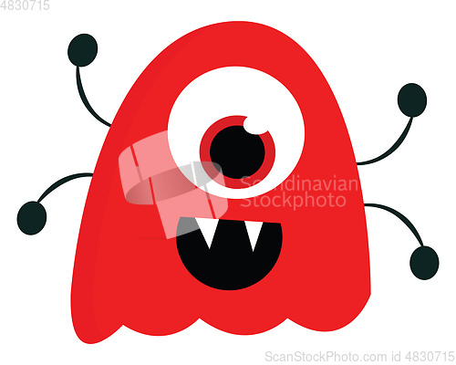 Image of A red monster with four hands vector or color illustration