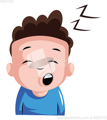 Image of Sleepy boy in blue top illustration vector on white background