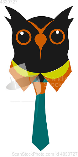 Image of owl with tie vector or color illustration