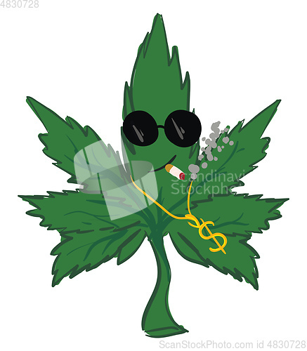 Image of Green gangster marijuana leaf illustration vector on white backg