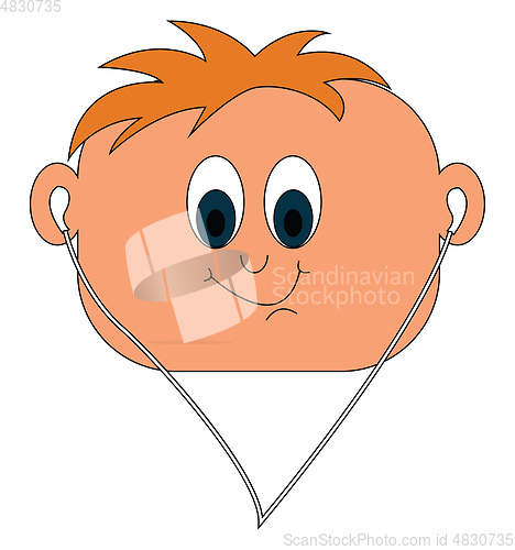 Image of Little boy in headphones vector or color illustration