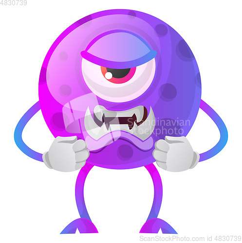 Image of Angry purple monster illustration vector on white background