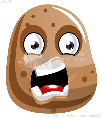 Image of Angry looking brown potato illustration vector on white backgrou