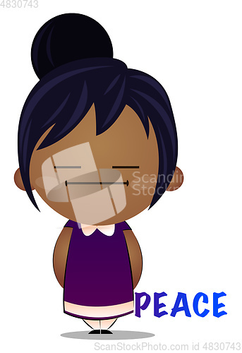 Image of Little girl is feeling peaceful, illustration, vector on white b