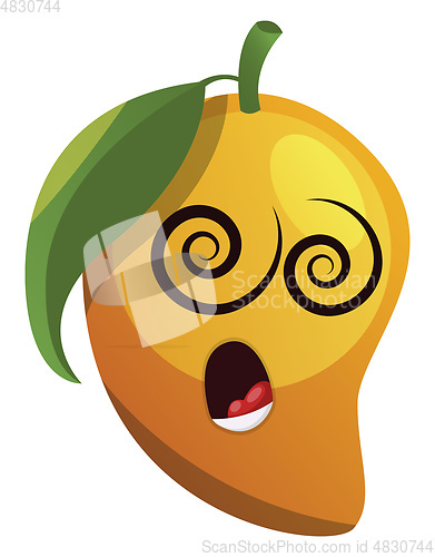 Image of Mango face feeling dizzy illustration vector on white background