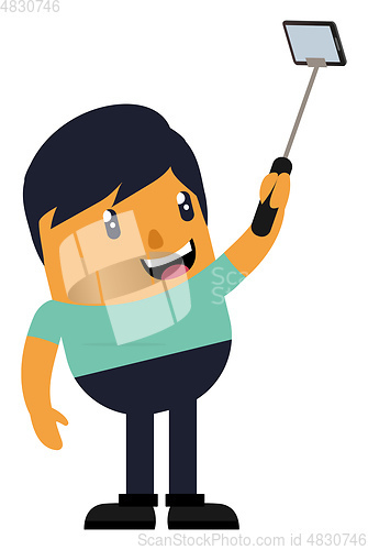 Image of Man taking selfie, illustration, vector on white background.