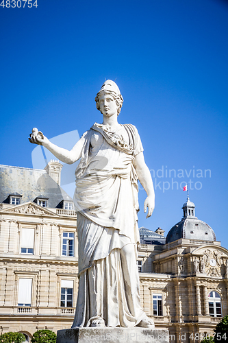Image of Luxembourg Palace and Statue of Minerva, Paris