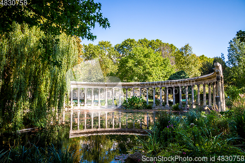 Image of Corinthian colonnade in Parc Monceau, Paris, France