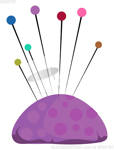 Image of A purple pincushion vector or color illustration