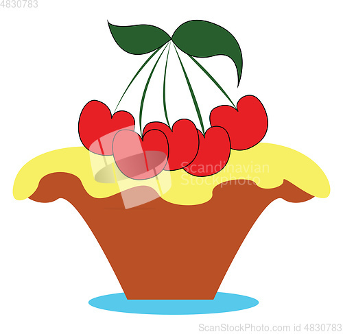 Image of Little cherry cake vector or color illustration
