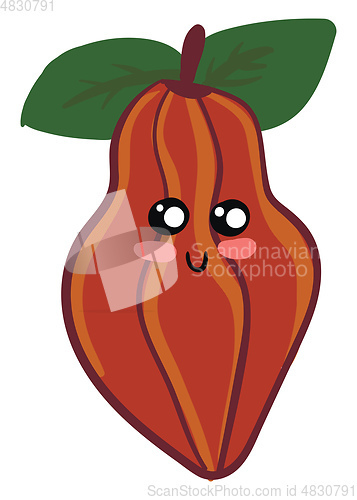 Image of A cute red cacao vector or color illustration