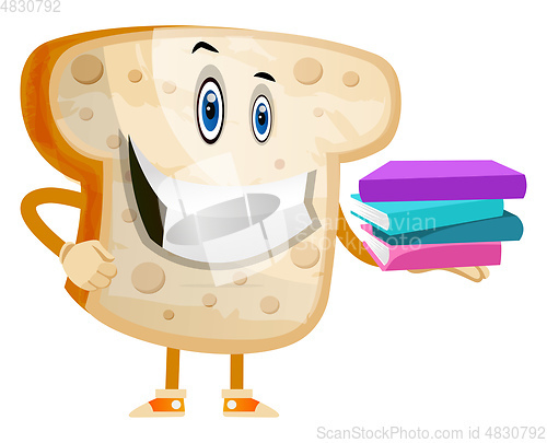 Image of Bread with books illustration vector on white background