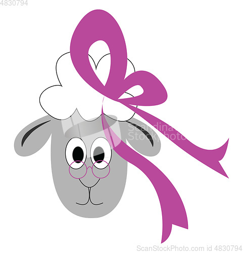 Image of Girl lamb with purple eyegalsses and headband illustration vecto