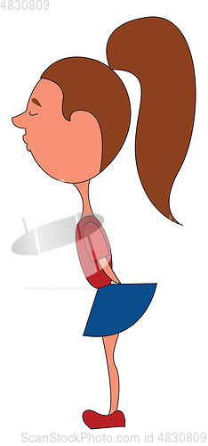 Image of Standing girl vector or color illustration