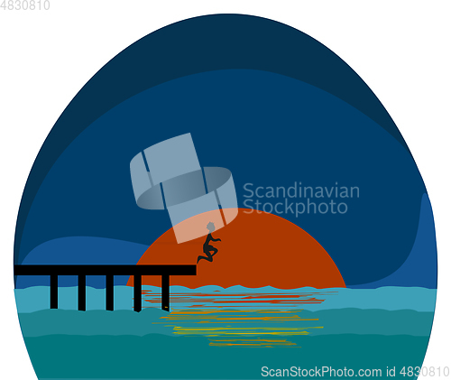 Image of A beautiful pier vector or color illustration