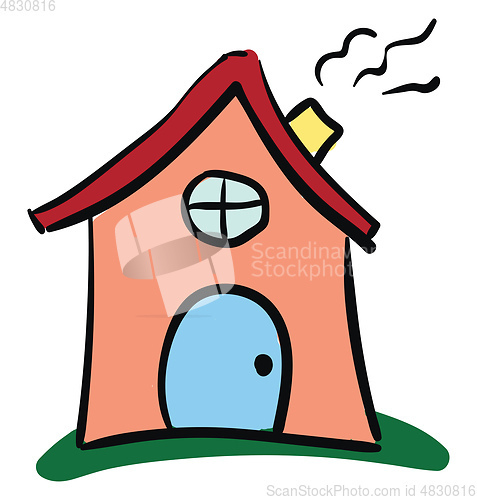 Image of A red roof house vector or color illustration