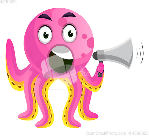 Image of Octopus with a speakerphone illustration vector on white backgro