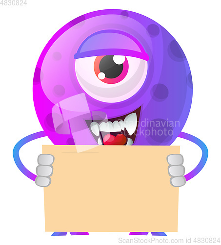 Image of Monster holding a piece of paper with both hands illustration ve